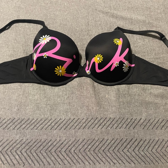 Victoria's Secret Black Bra with Pink and Yellow Floral Accents - Picture 6 of 7
